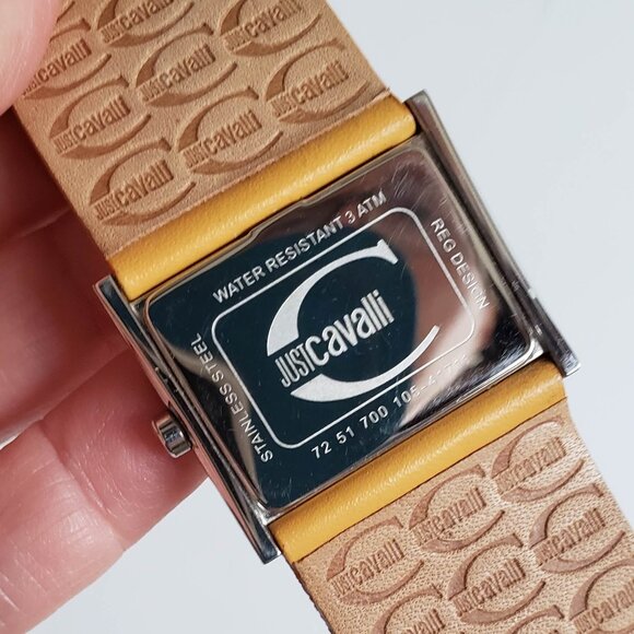 JUST CAVALLI Watch Wide Leather Strap Watch Yellow Cutout Lasercut - Picture 9 of 12